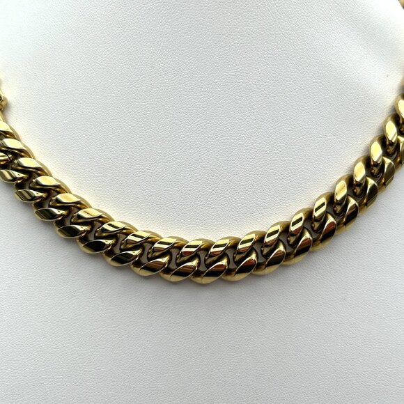 Past Midnight Heavy Gold Tone Cuban Link Necklace 18” Statement Jewelry 131g - Picture 14 of 14